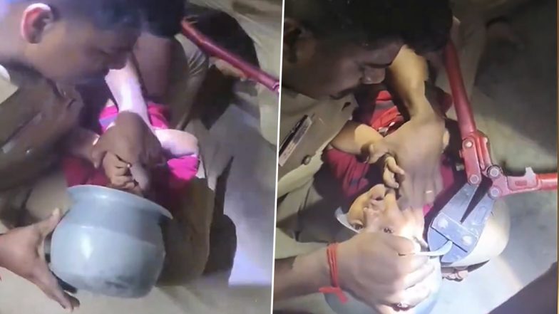 Chennai: Firefighters Use Cutting Pliers To Slice Cooking Vessel Stuck on Toddler’s Head, Video Goes Viral