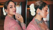 Heeramandi: Sonakshi Sinha Flaunts Her ‘Phool Power’ in Pink Sharara Suit for Promotions of Sanjay Leela Bhansali’s Series (View Pics)