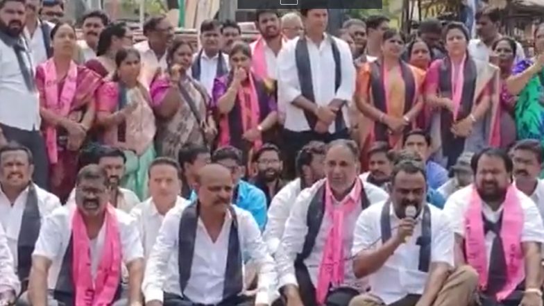 BRS Workers Stage Protest in Malkajgiri, Siddipet Over ED Arrest of Party Leader K Kavitha in Connection With Delhi Excise Policy Case (Watch Videos)