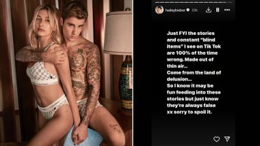Hailey Bieber Claps Back at Fake Rumours About Her and Husband Justin Bieber, Shares a ‘No-Nonsense’ Post on Instagram!