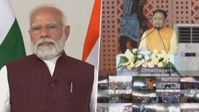 Prime Minister Narendra Modi Virtually Inaugurates Mahtari Vandan Yojana Giving Married Women Rs 1,000 Per Month (Watch Video)