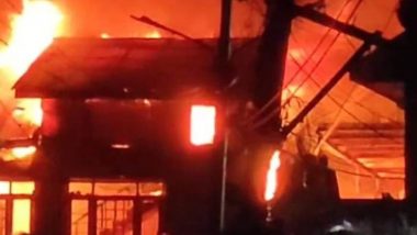 Srinagar Fire: Three Houses Gutted After Major Blaze Erupts in Nowpora Locality in Jammu and Kashmir, Two Firemen Injured (Watch Videos)