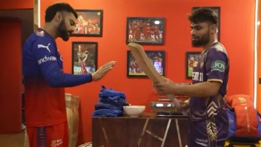 IPL 2024: Virat Kohli Gifts a Bat to Rinku Singh Following Royal Challengers Bengaluru’s Loss to Kolkata Knight Riders