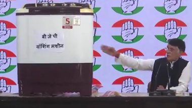 Congress Uses 'Washing Machine' Analogy During Press Conference Alleging That Cases Are Quashed Against Individuals Who Join BJP (Watch Video)