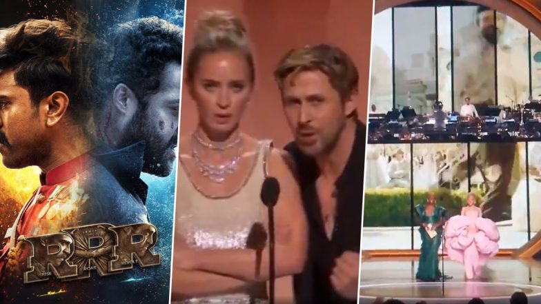 RRR’s Daring Stunts Shine at Oscars 2024 in Tribute to Stunt Community; Song ‘Naatu Naatu’ Also Featured at Award Show (Watch Videos)