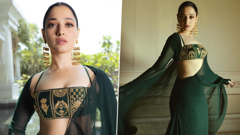 Tamannaah Bhatia Radiates ‘Green Flag Energy’ As She Gets Ready to Promote Her Upcoming Horror Film Aranmanai 4 in Style (View Pic)