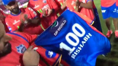 IPL 2024: Rishabh Pant Receives Special Jersey As He Features in 100th Indian Premier League Match for Delhi Capitals, Achieves Feat in RR vs DC (Watch Video)
