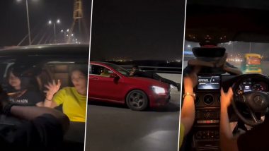 Reel Fever in Delhi: Influencers Perform Dangerous Car Stunt for Instagram Reel (Watch Video)