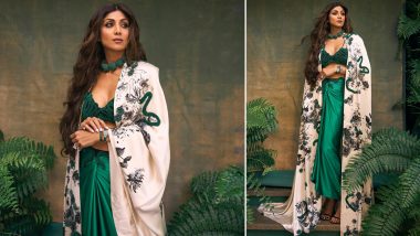 Shilpa Shetty Oozes Glamour in Emerald Green Bralette and Maxi Skirt Paired With a Classy Cape for Her ‘Roman Holiday’ Look (View Pics)