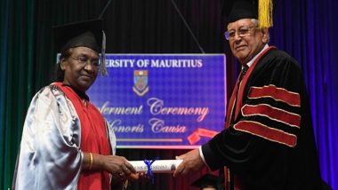 University of Mauritius Conferred Indian President Droupadi Murmu With Doctor of Civil Law Degree (Watch Video)