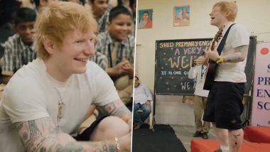 Ed Sheeran Pays Surprise Visit to School Kids in Mumbai, Spends Quality Time As He Sings for Them (Watch Video)