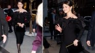 Selena Gomez Channels Melanie Griffith Vibes in Stunning Black Off-Shoulder&nbsp;Skater Dress (View Pics)