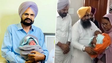 Sidhu Moosewala's Parents Balkaur Singh and Charan Kaur Seek Blessings at Takht Shri Damdama Sahib With the Newborn (Watch Video)