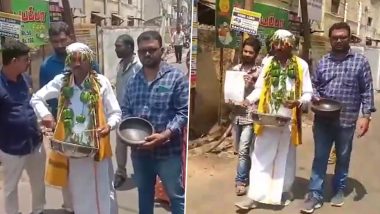 Lok Sabha Election 2024: Independent Candidate Noor Mohammed Arrives at Nomination Centre in Coimbatore Wearing Garland Made of Chillies and Capsicums (Watch Video)