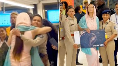 Rihanna Wins Hearts As She Hugs Female Police Officers at Jamnagar Airport, Poses With Them (Watch Video)