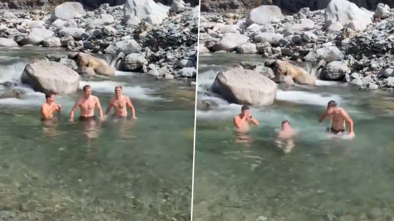 James Anderson and England Cricketers Spotted Taking Refreshing Dip in Local ‘Khadd’ Ahead of IND vs ENG 5th Test in Dharamshala