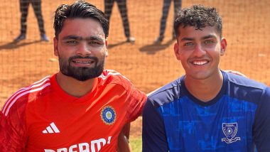 Rinku Singh Meets India U-19 and LSG Youngster Arshin Kulkarni At KKR Camp, Clicks Picture Together Ahead of IPL 2024