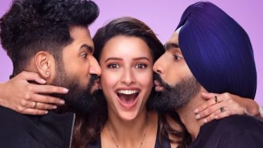 Bad Newz: First Look of Romcom Sees Vicky Kaushal, Ammy Virk Kiss Triptii Dimri on Cheeks; Film's Release Date Revealed (Watch Video)