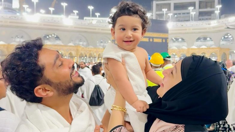 Gauahar Khan and Zaid Darbar Finally Reveal Son Zehaan’s Face During Their Blessed Visit to Masjid Al Haram in Makkah (View Pic & Watch Video)