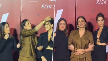 Crew Trailer Launch: Kareena Kapoor Khan, Kriti Sanon Twin in Black; Tabu Makes Sure They Look ‘Perfect’ at the Event (Watch Video)