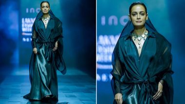 Lakme Fashion Week 2024: Dia Mirza Dazzles in Black as Showstopper for Inca India on Day 2 (View Pic)