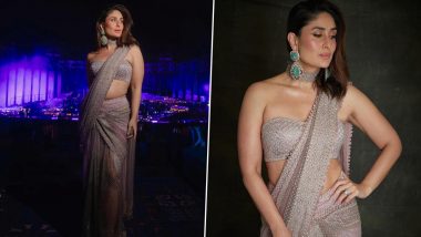 Kareena Kapoor Khan Looks Radiant in Lavender Shimmery Saree at Anant Ambani-Radhika Merchant’s Pre-Wedding Celebrations (View Pics)