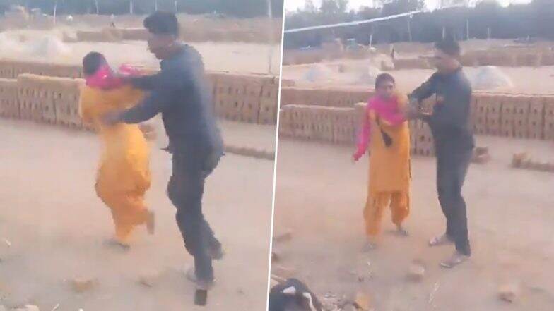 Uttar Pradesh: Labourer’s Wife Brutally Thrashed by Contractor in Moradabad, Investigation Underway After Video Goes Viral