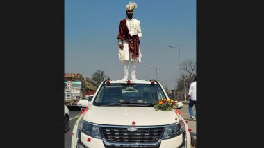Uttar Pradesh Shocker: Groom Stands Atop Car During Wedding on Delhi-Dehradun Highway, Police Seize Vehicle (See Pic)