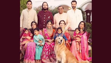 Mukesh Ambani, Nita Ambani and Others Pose for a Perfect Family Portrait at Anant Ambani and Radhika Merchant’s Pre-Wedding Festivities (View Pics)