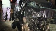 Gujarat Road Accident Video: Five Family Members Killed in Car-Truck Collision on National Highway 48