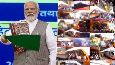 PM Narendra Modi Flags Off 10 Vande Bharat Trains From Ahmedabad, Inaugurates Projects Worth Rs 1,06,000 Crore (Watch Videos)