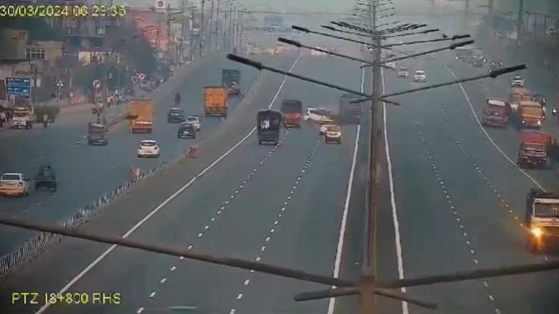 Uttar Pradesh Road Accident: Driver, Two Kids Killed As Car Rams Into Stationary Truck on Delhi-Meerut Expressway in Ghaziabad (Watch Video)