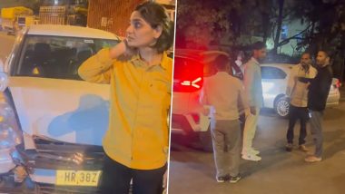 Bhojpuri Singer Neha Singh Rathore Meets With Road Accident After Car With 'Bharat Sarkar' Sticker Hits Her Cab in Delhi, Shares Video