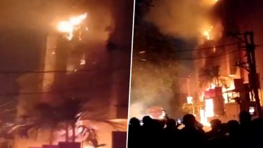 Hyderabad Company Fire Video: Blaze Erupts at Private Company Building in Telangana's Kukatpally; No Causalities Reported