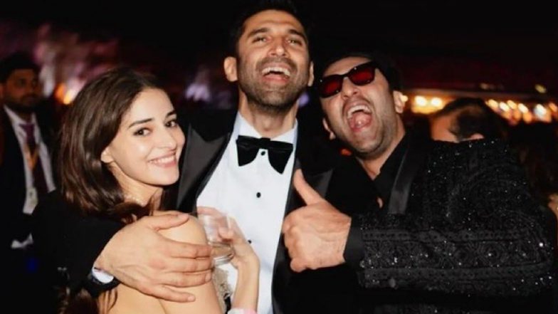 Aditya Roy Kapur Holds Ananya Panday Close; Duo Gets Clicked With Ranbir Kapoor at Anant Ambani-Radhika Merchant’s Pre-Wedding Bash (View Pic)