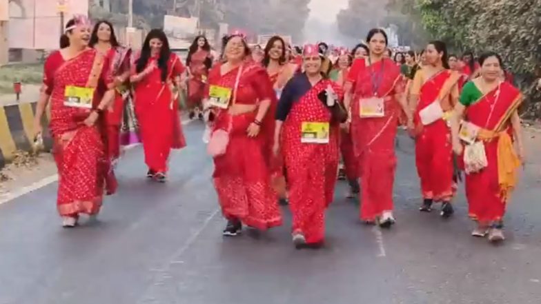 Saree Marathon in Gujarat: Saree Run Organised by Local Based Organisation in Vadodara (Watch Video)