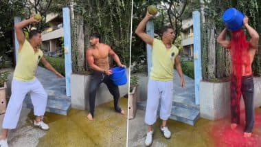 'Bura Na Mano, Holi Hai' Akshay Kumar Adds Splash of Fun With Colourful Prank on Tiger Shroff During Festive Celebration (Watch Video)