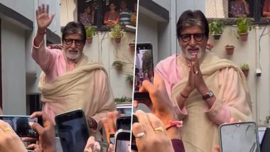 Amitabh Bachchan Keeps Up With the Tradition, Greets Fans Outside Jalsa With Folded Hands (Watch Video)