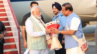 PM Modi in Assam: Prime Minister Narendra Modi Arrives at Tezpur Airport; Heads to Kaziranga National Park (See Pics)