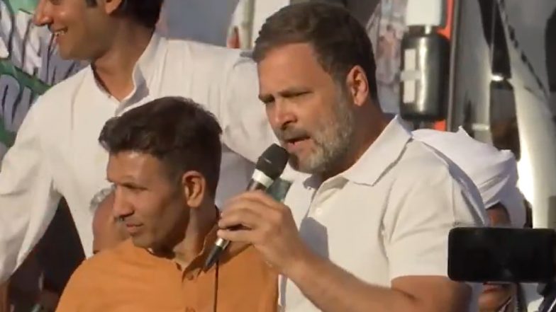 Bharat Jodo Nyay Yatra in MP: Congress MP Rahul Gandhi Accuses Government of Hindering Job Opportunities in Biaora, Says ‘They Don’t Want To Give Government Jobs to Anyone’ (Watch Video)