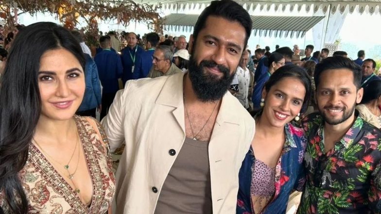 Anant Ambani-Radhika Merchant Pre-Wedding: Katrina Kaif, Vicky Kaushal Smile As They Pose With Saina Nehwal, Parupalli Kashyap (View Pic)