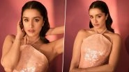Shraddha Kapoor Quips &lsquo;Mummy Ne Kaan Ke Neeche Mara&rsquo; As She Sparkles in a Crepe-Coloured Gown With Halter Neck (View Pic)