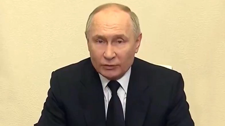 Moscow Concert Hall Attack: Russian President Vladimir Putin Says Gunmen Who Raided Crocus City Hall Tried To Escape to Ukraine, Kyiv Denies Involvement (Watch Video)