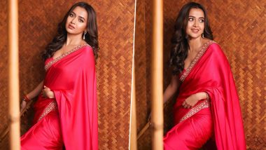 Tejasswi Prakash Is a Sight To Behold in This Hot Pink Saree Look Served With Glamour (View Pics)