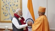 World News | Swami Brahmaviharidas Meets PM Modi, Thanks Him for Overseeing BAPS Hindu Temple Project