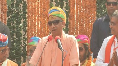 India News | CM Yogi Adityanath Plays Holi with Locals, Leads 'Lord Narsingh Shobha Yatra' in Gorakhpur
