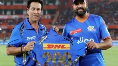 Sports News | Tendulkar Presents Special Jersey to Rohit Ahead of His 200th IPL Match as MI Player