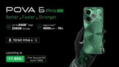 Business News | India's First 6000mAh Battery with 70W Charging Phone: POVA 6 Pro Launched in India