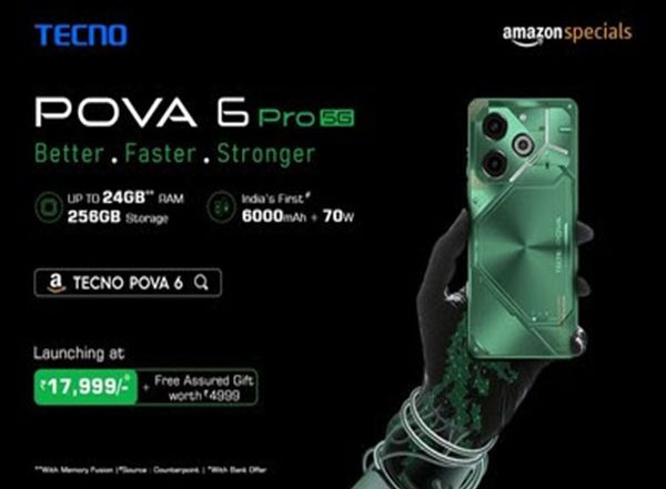 Business News | India's First 6000mAh Battery with 70W Charging Phone: POVA 6 Pro Launched in India