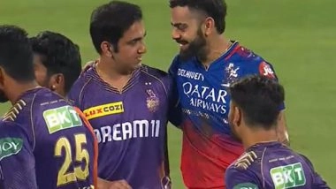 Sports News | IPL 2024: Kohli, Gambhir Hug Each Other During RCB's Clash Against KKR; Video Goes Viral